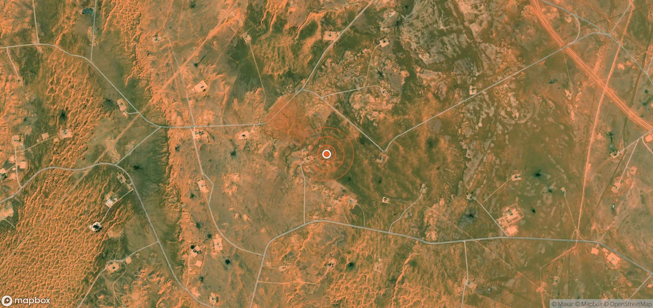 Satellite map of methane plume locations in Algeria