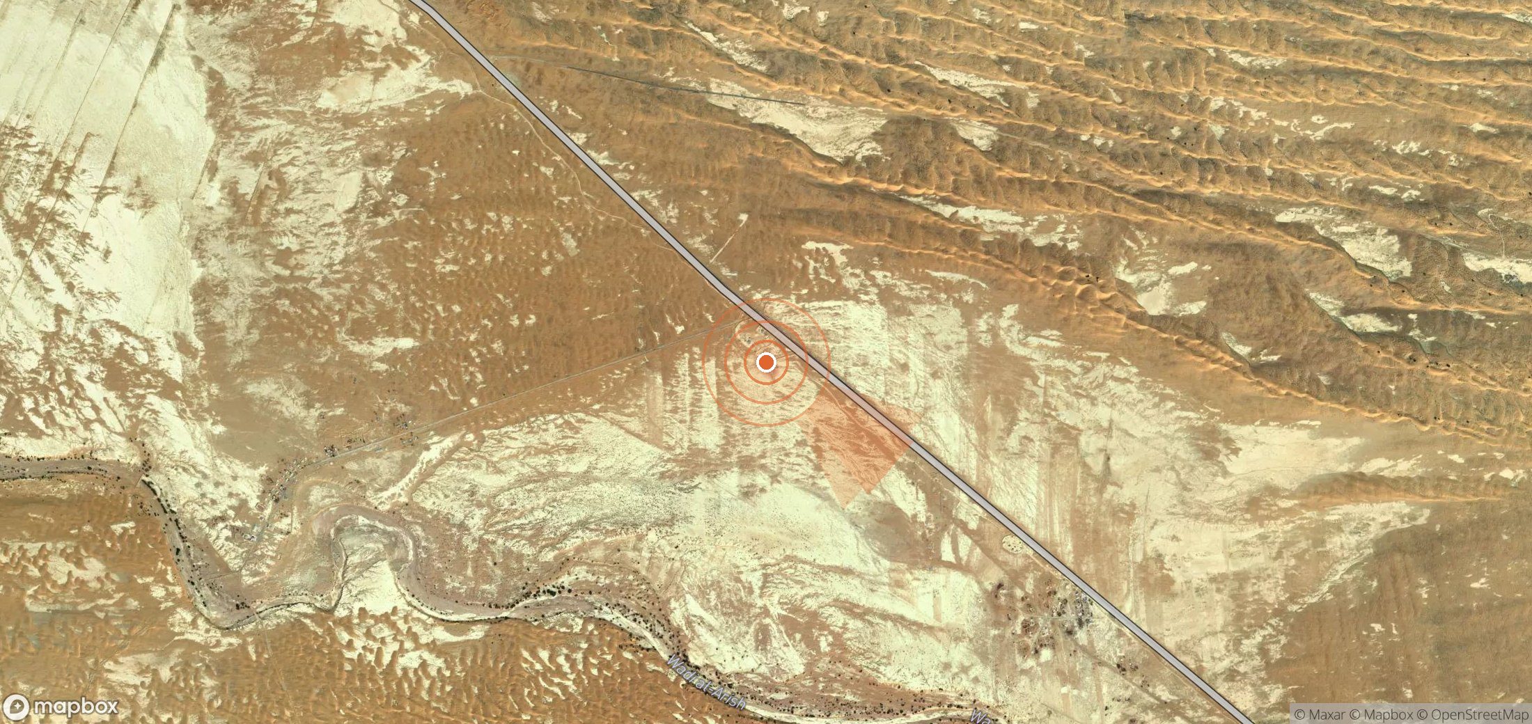 Satellite map of methane plume locations in Egypt