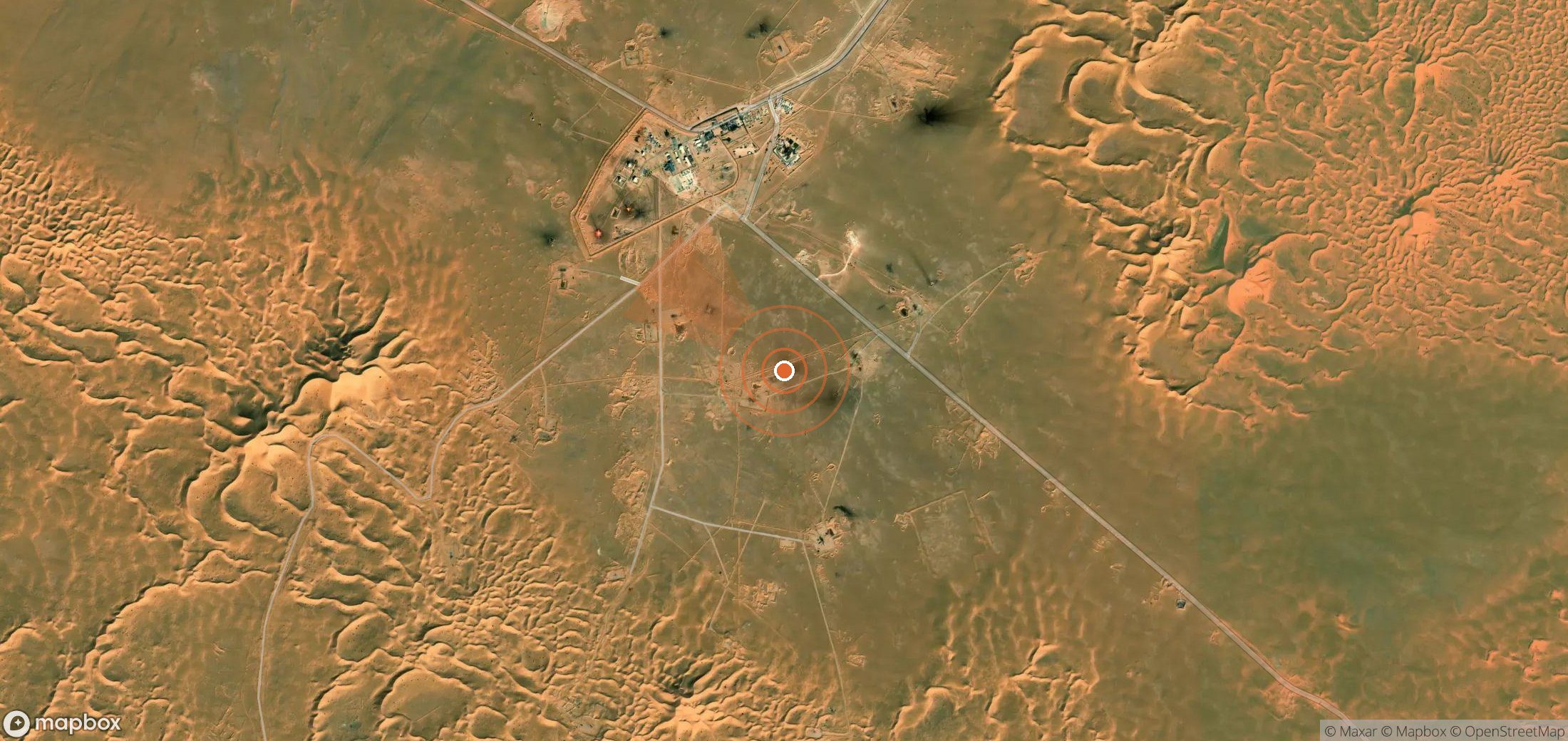 Satellite map of methane plume locations in Algeria