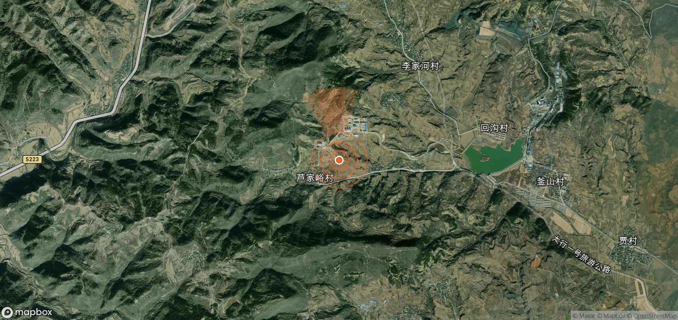 Satellite map of methane plume locations in China