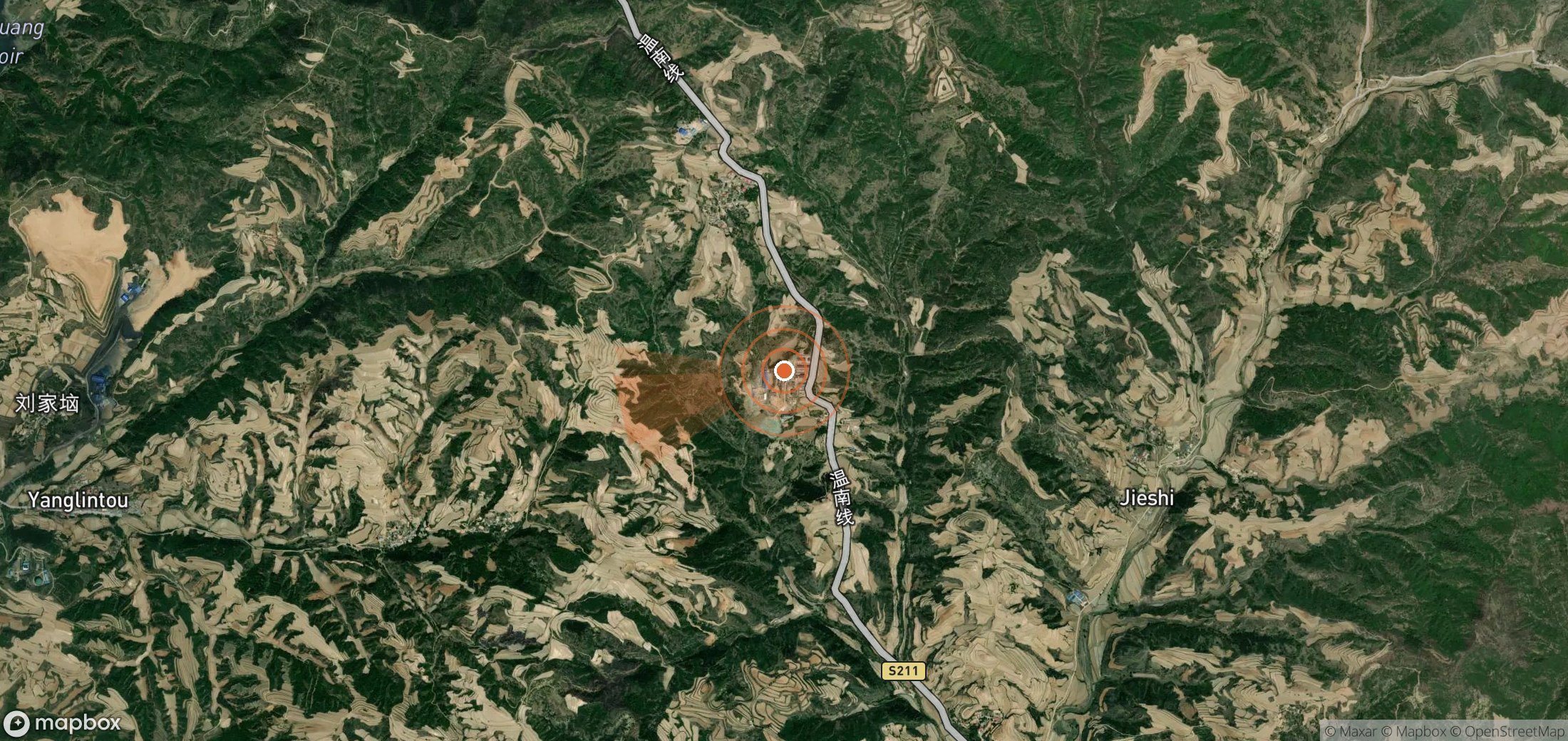 Satellite map of methane plume locations in China