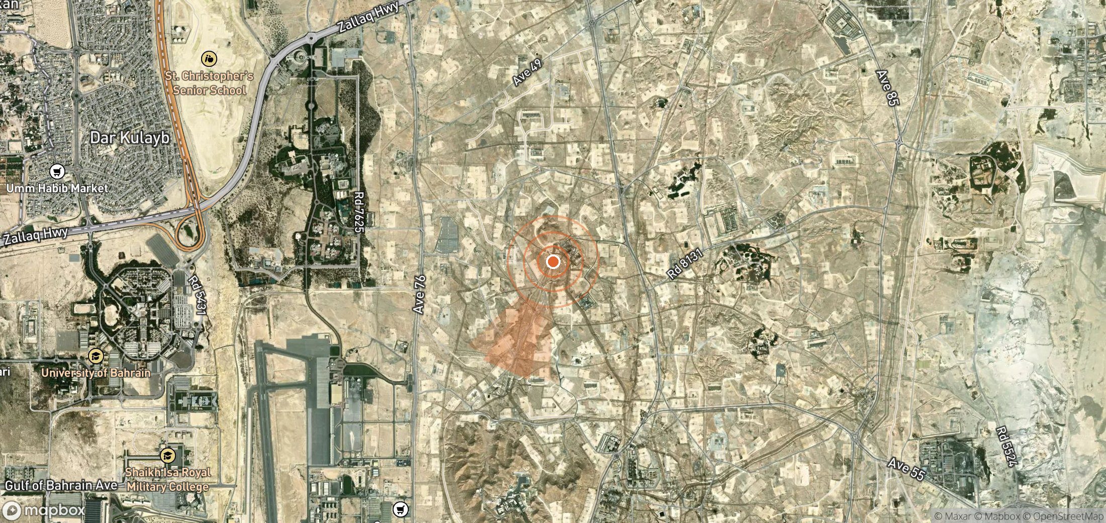 Mapa satelital de plumas de metano en Baréin