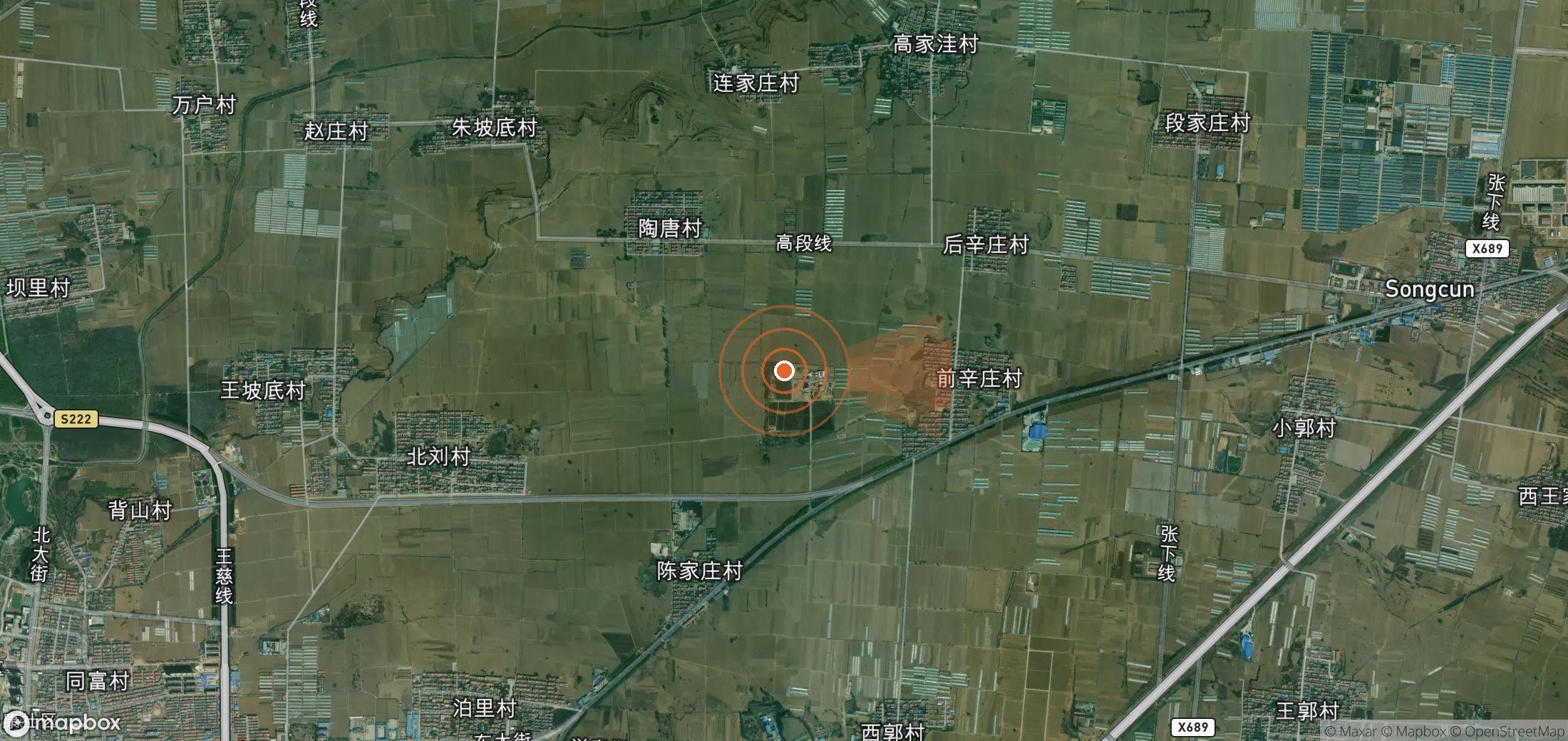 Satellite map of methane plume locations in China