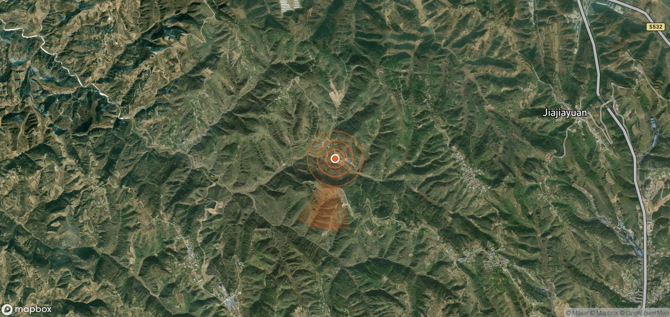 Satellite map of methane plume locations in China