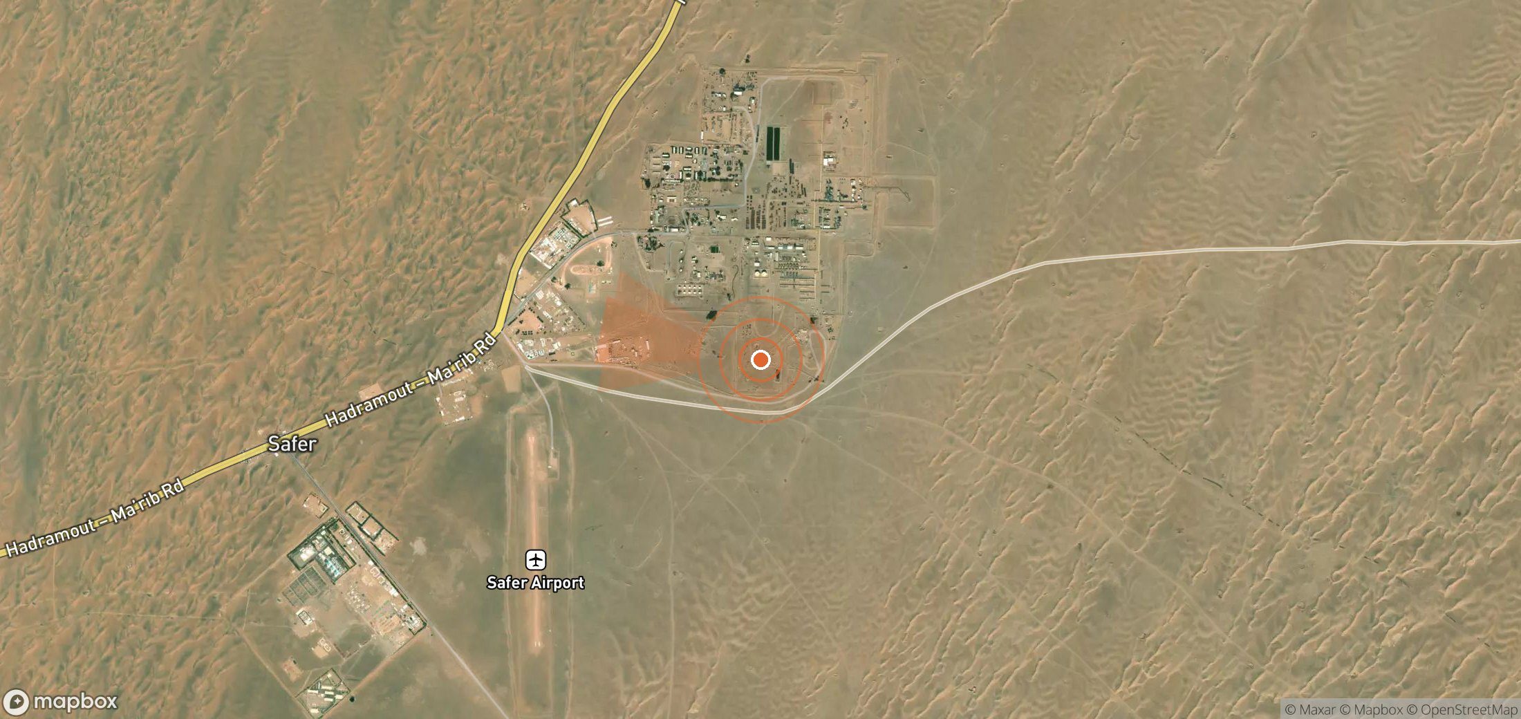 Mapa satelital de plumas de metano en Yemen