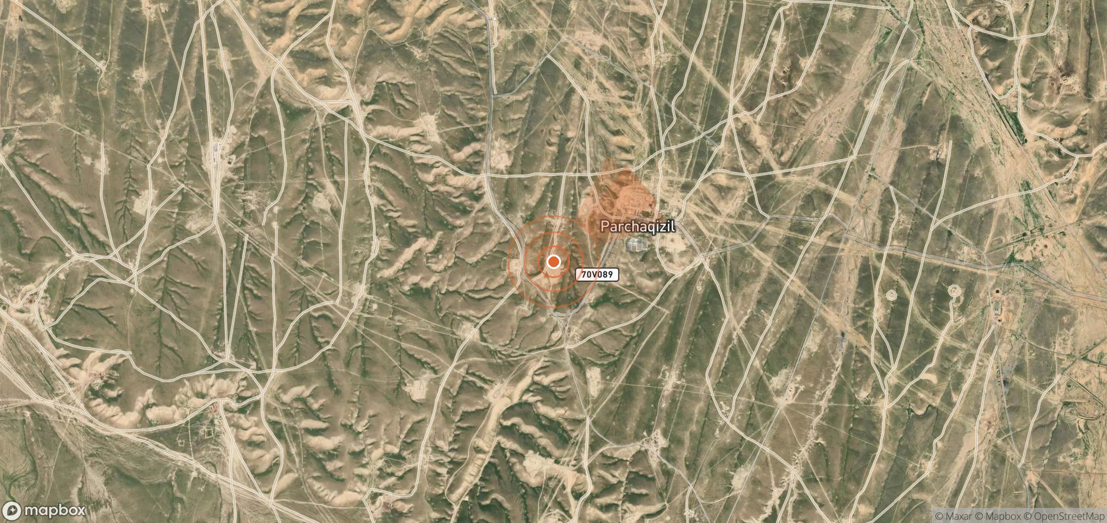 Mapa satelital de plumas de metano en Uzbekistán