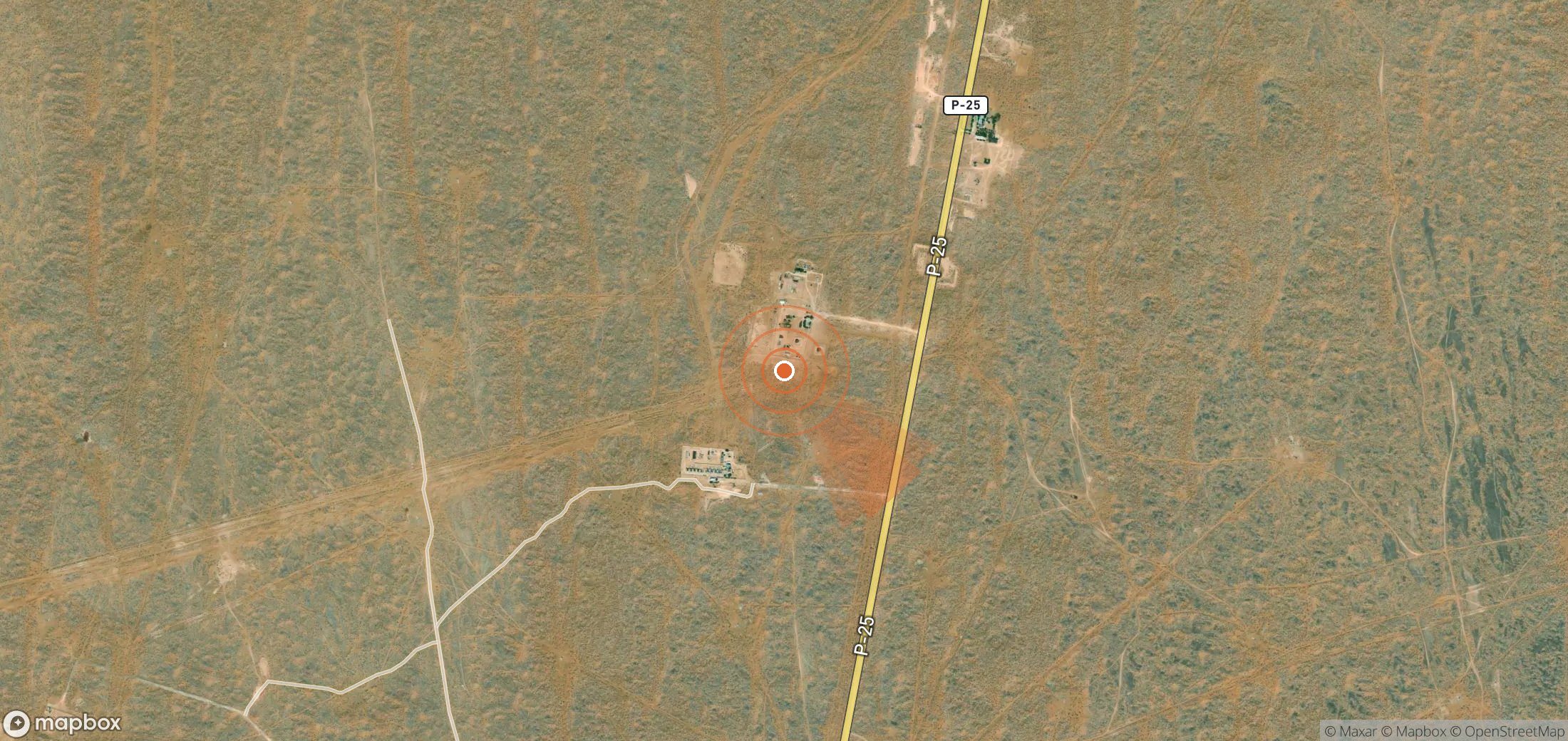 Satellite map of methane plume locations in Turkmenistan