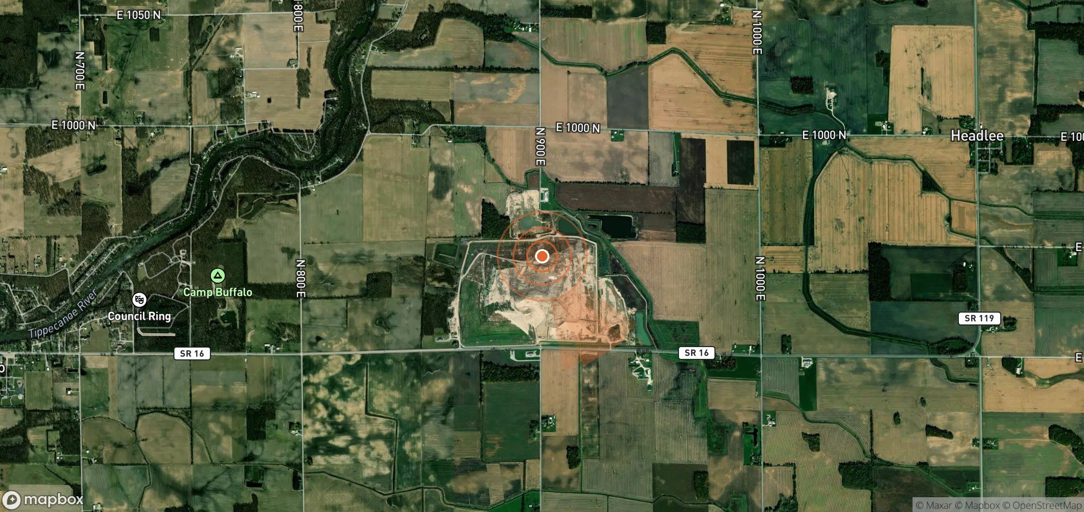 Satellite map of methane plume locations in United States