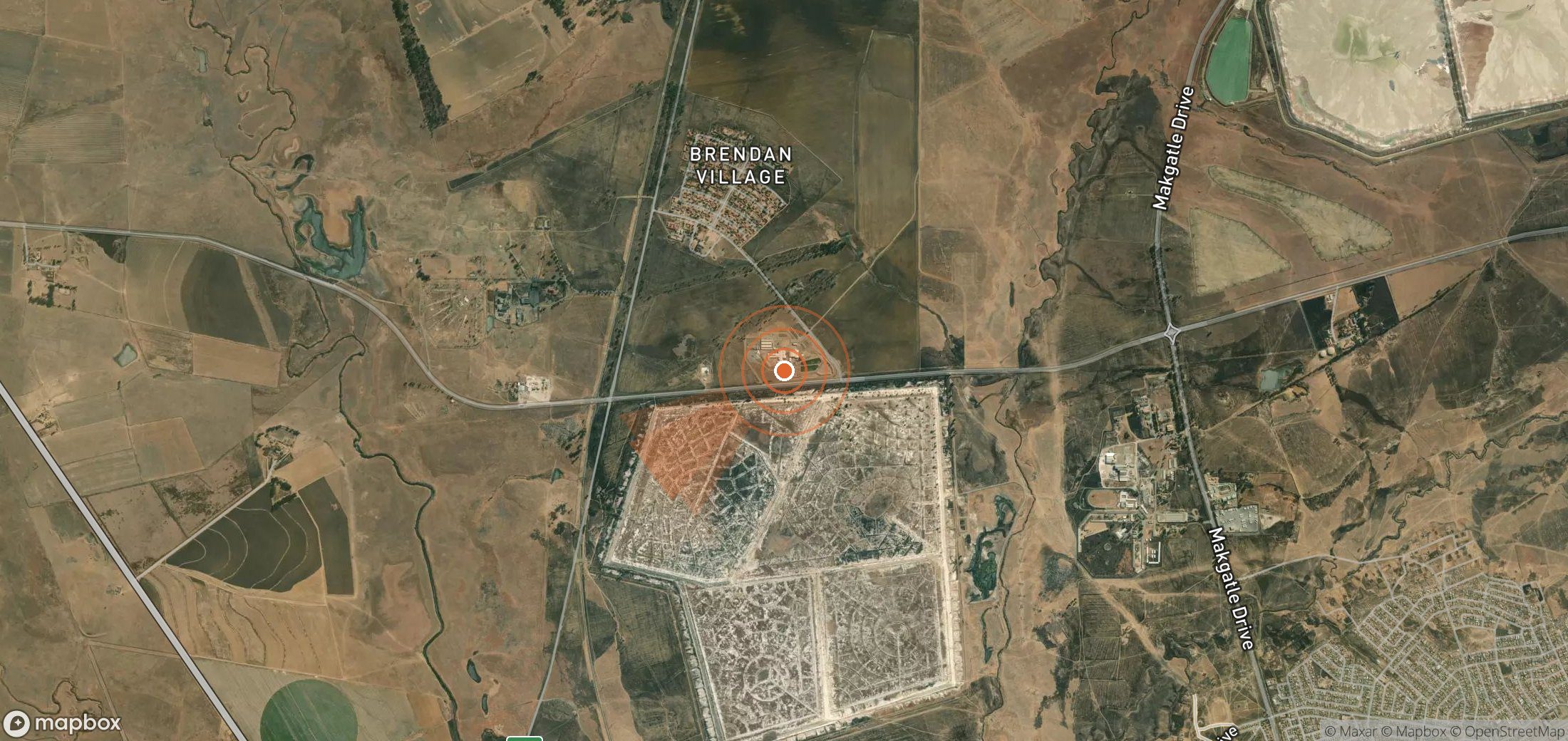 Mapa satelital de plumas de metano en Sudáfrica
