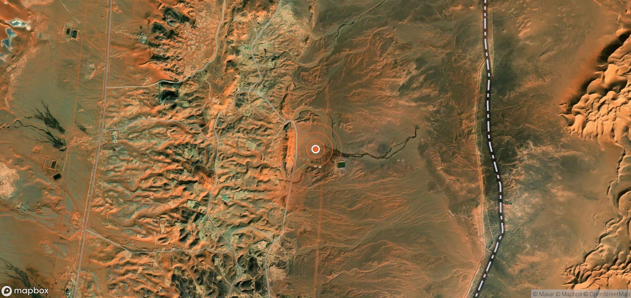 Satellite map of methane plume locations in Algeria