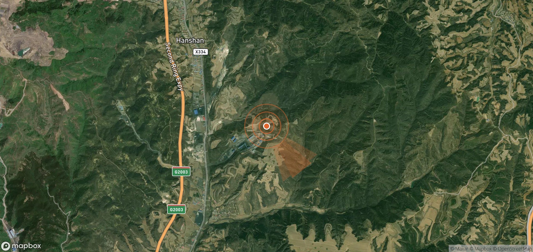Satellite map of methane plume locations in China