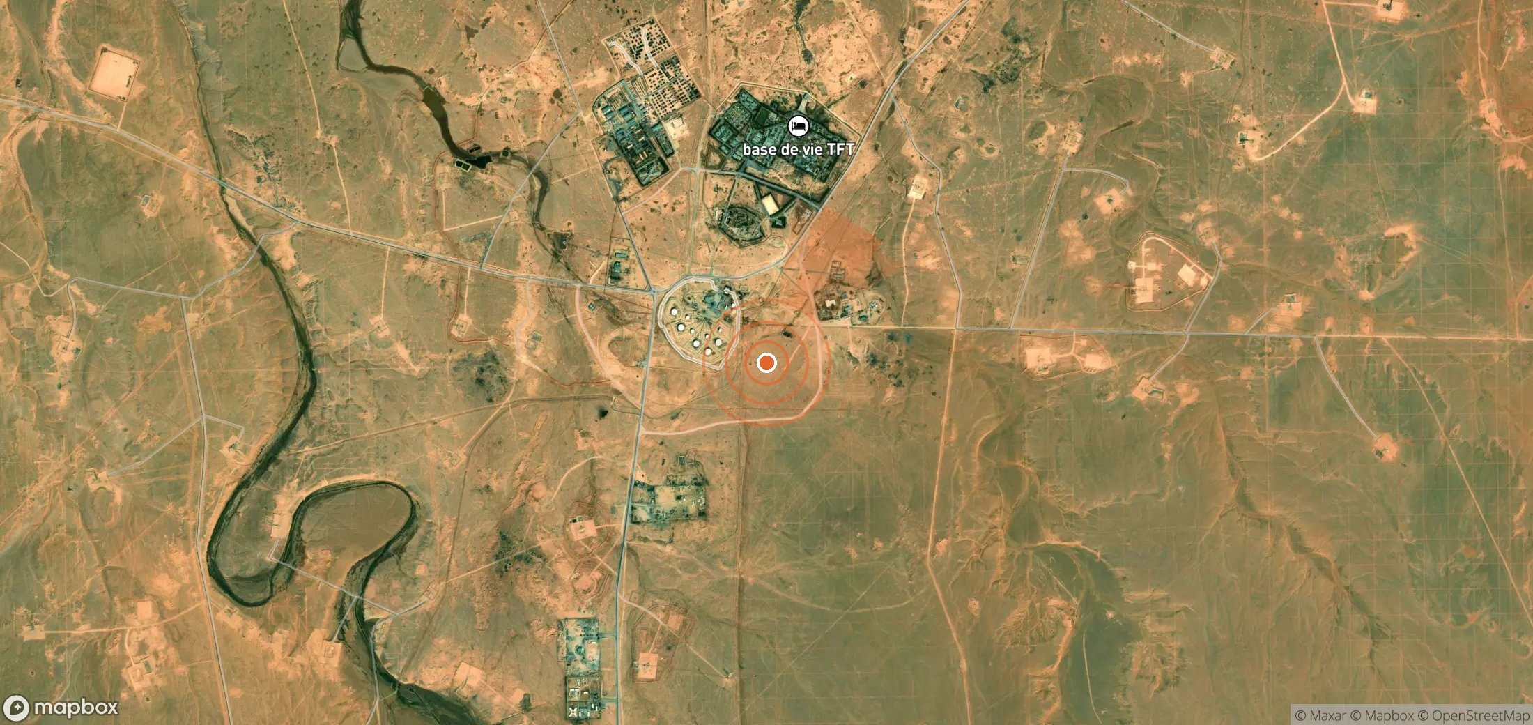 Satellite map of methane plume locations in Algeria