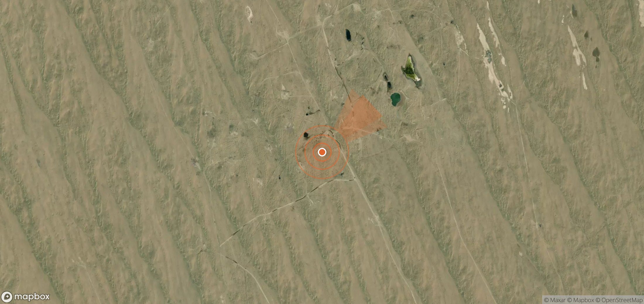 Mapa satelital de plumas de metano en Turkmenistán