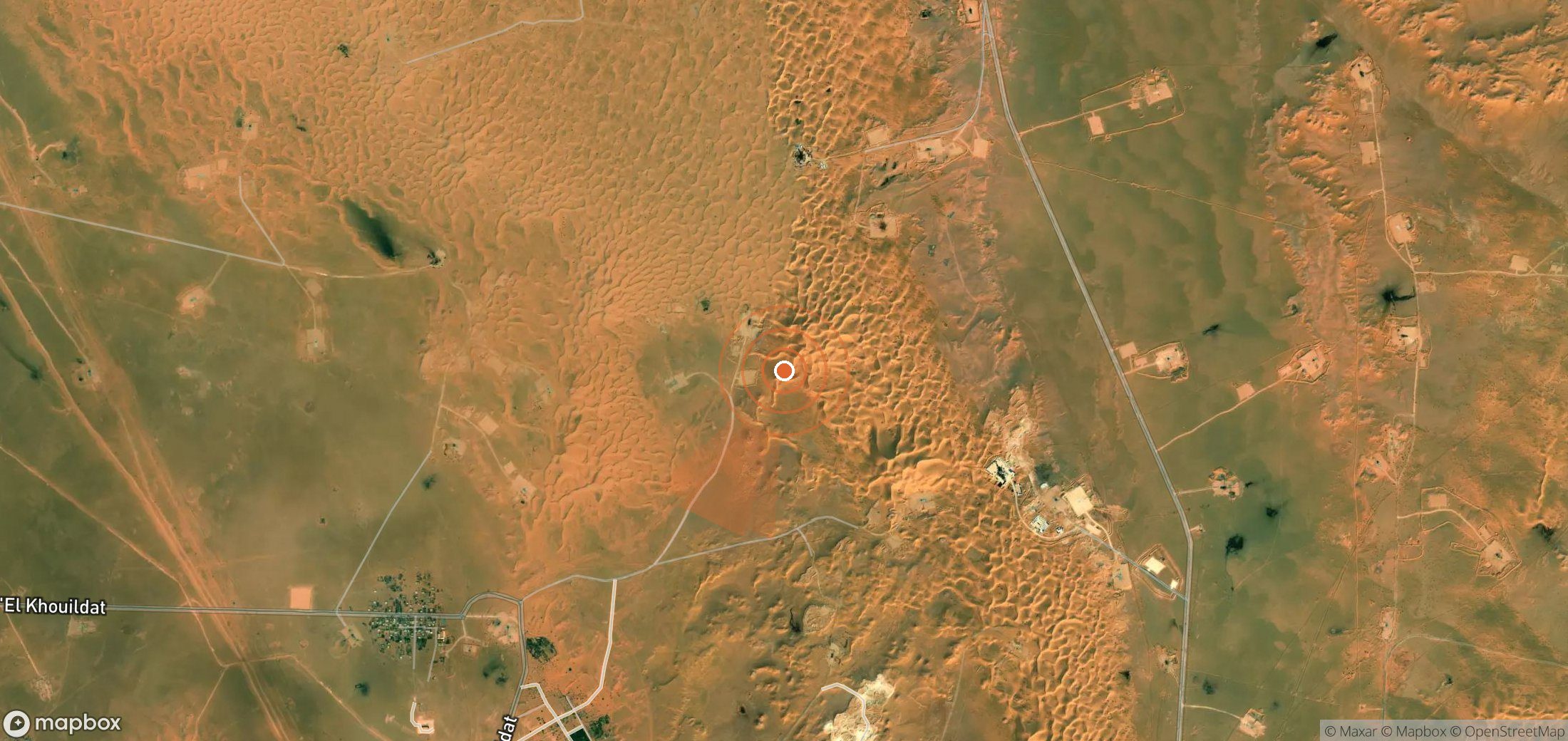 Mapa satelital de plumas de metano en Argelia