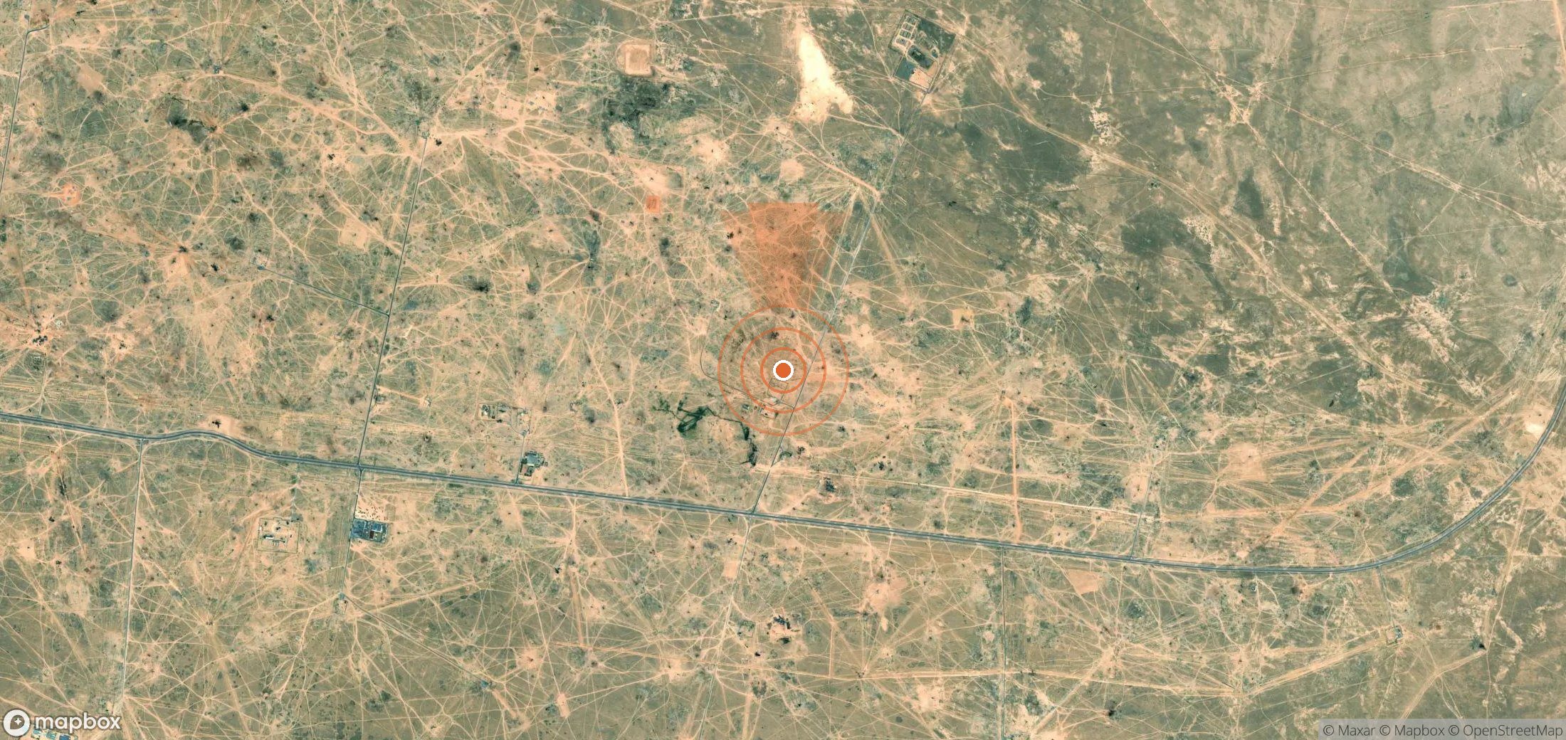 Mapa satelital de plumas de metano en Kazajistán