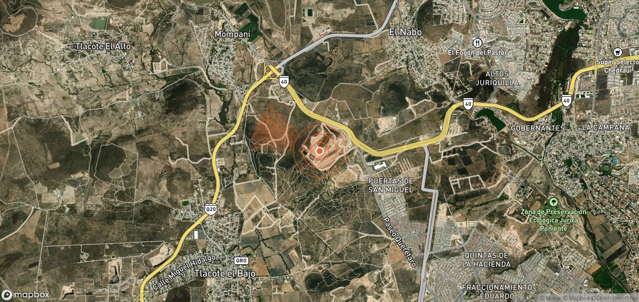 Satellite map of methane plume locations in Mexico