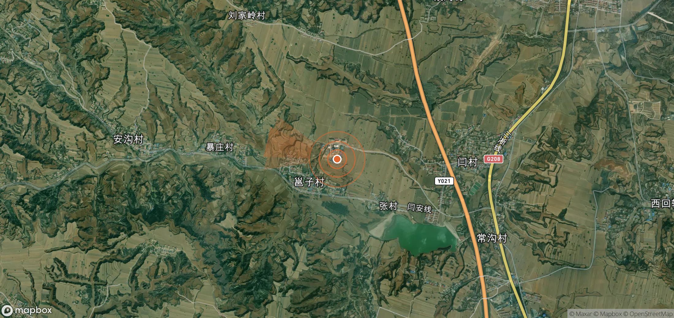 Satellite map of methane plume locations in China
