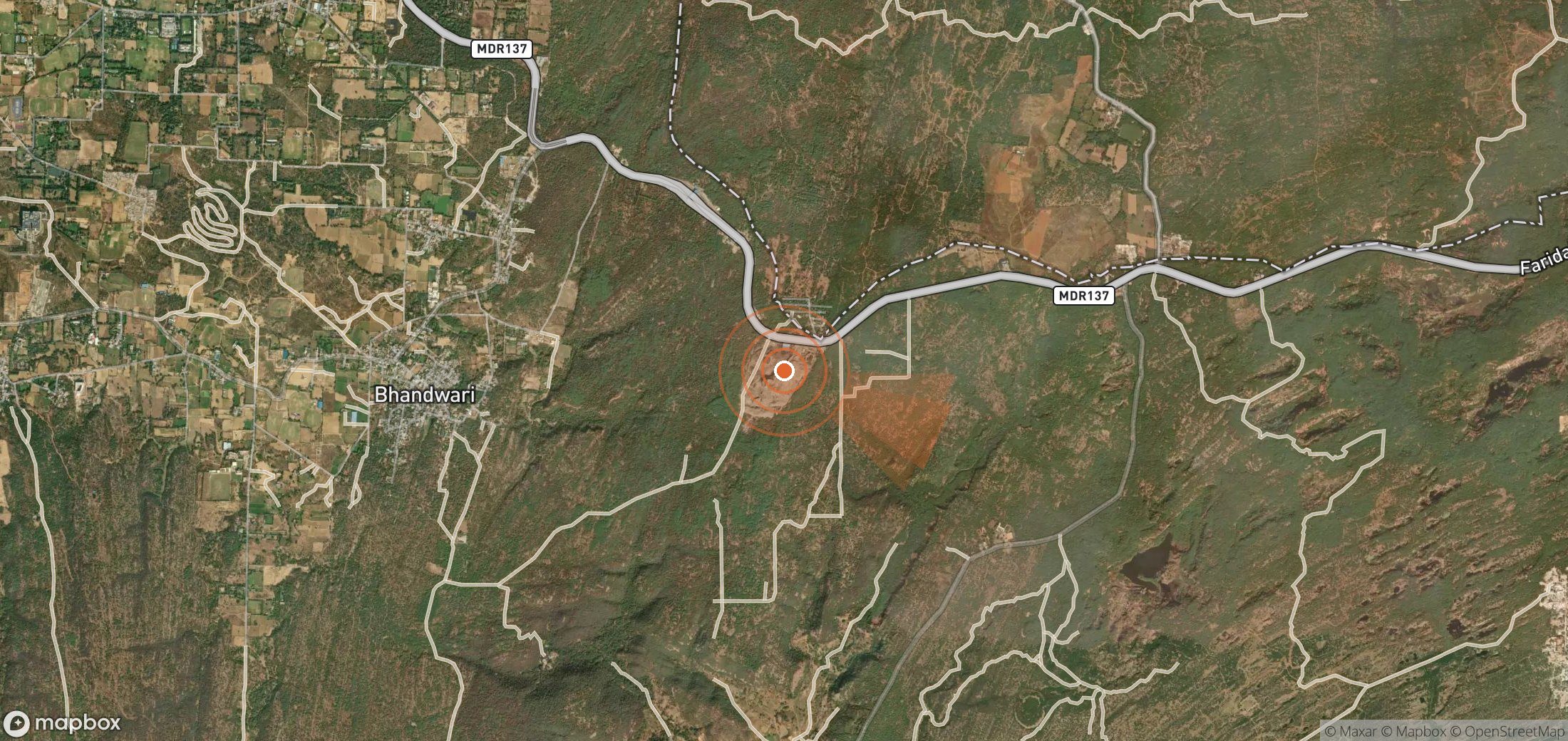 Satellite map of methane plume locations in India