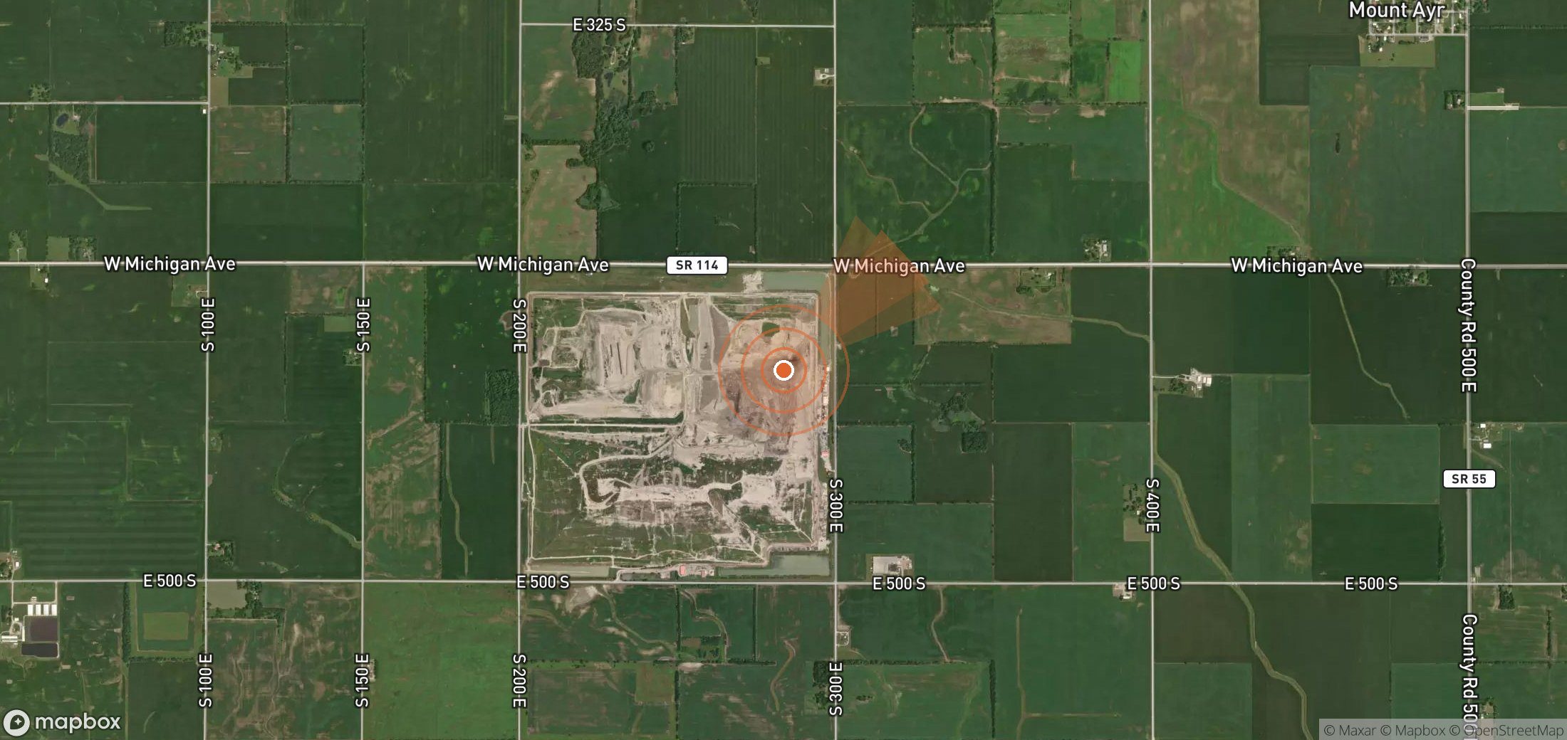 Satellite map of methane plume locations in United States