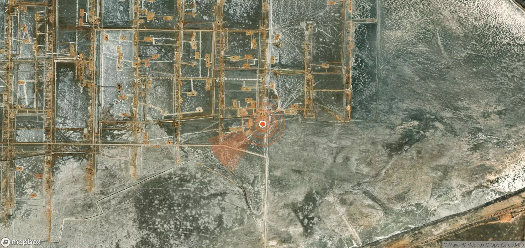 Satellite map of methane plume locations in Kazakhstan