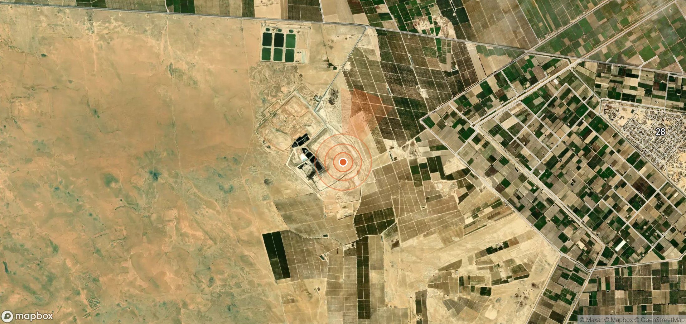 Satellite map of methane plume locations in Egypt