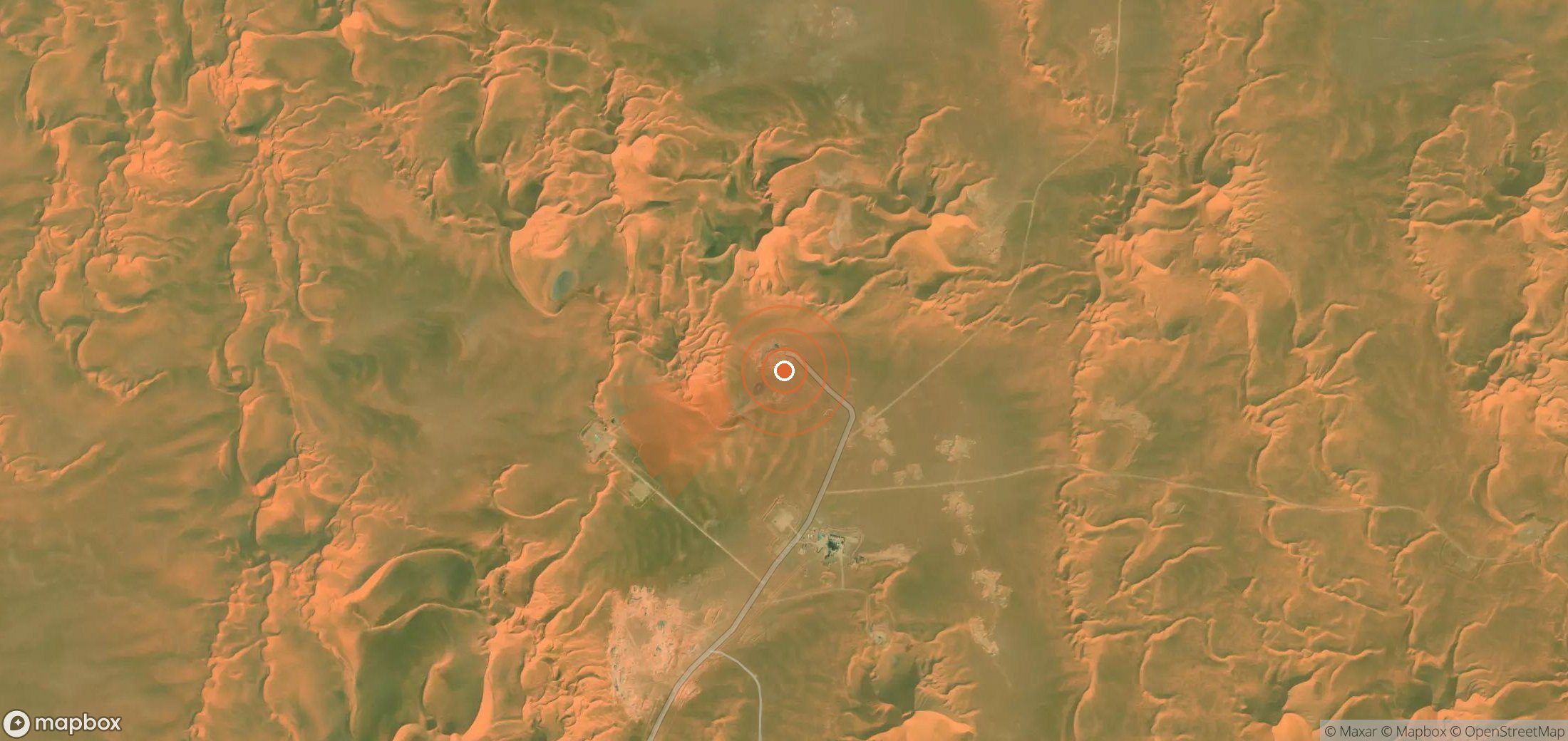 Mapa satelital de plumas de metano en Argelia