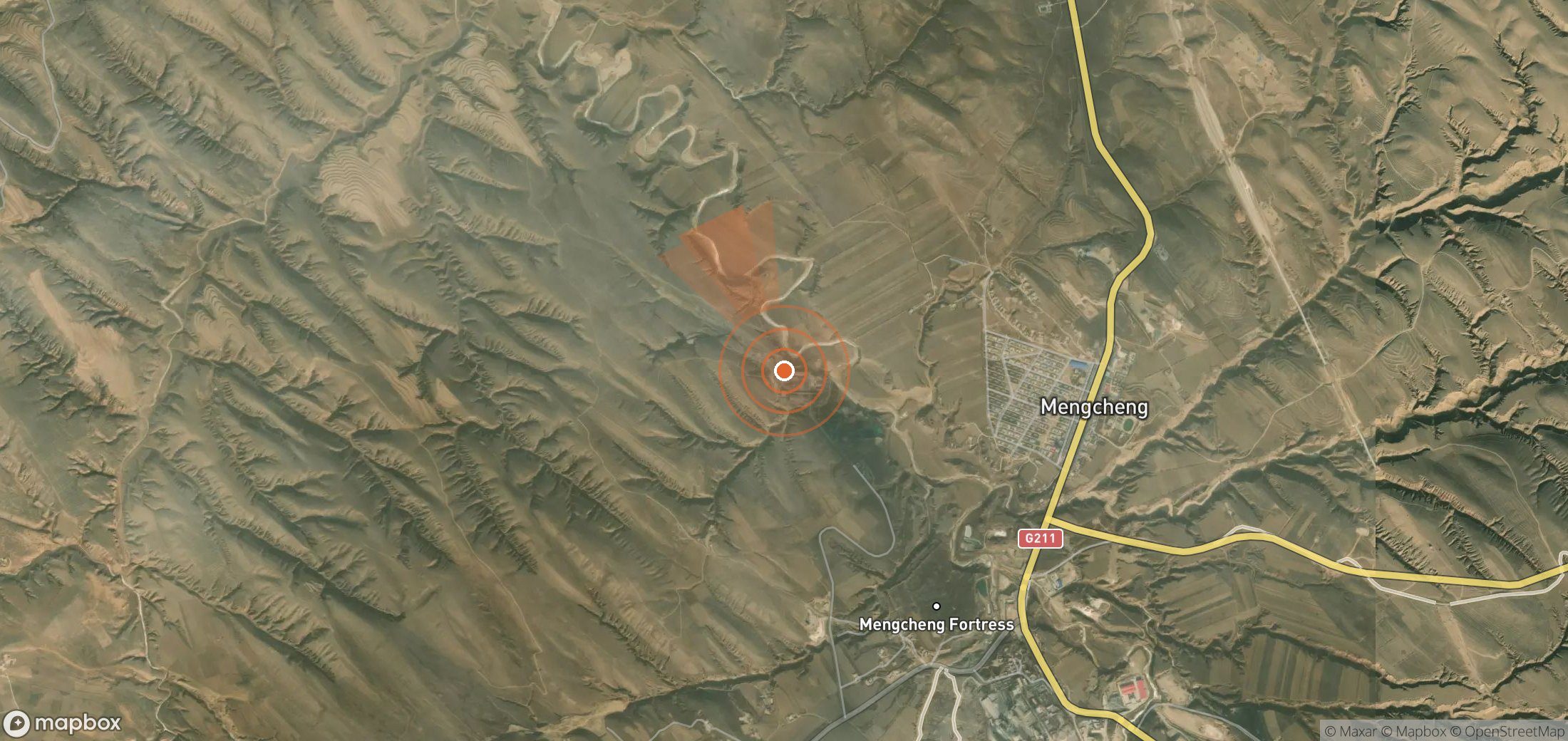 Satellite map of methane plume locations in China