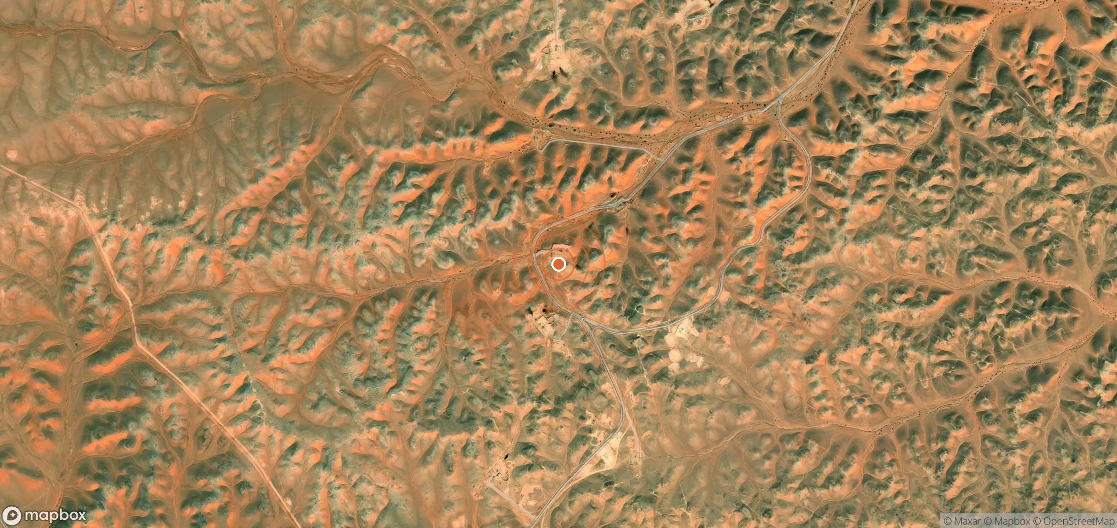 Satellite map of methane plume locations in Algeria