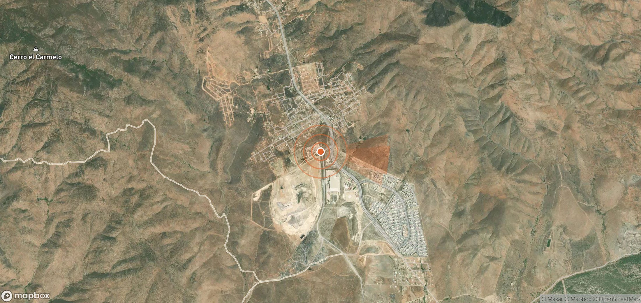 Satellite map of methane plume locations in Mexico