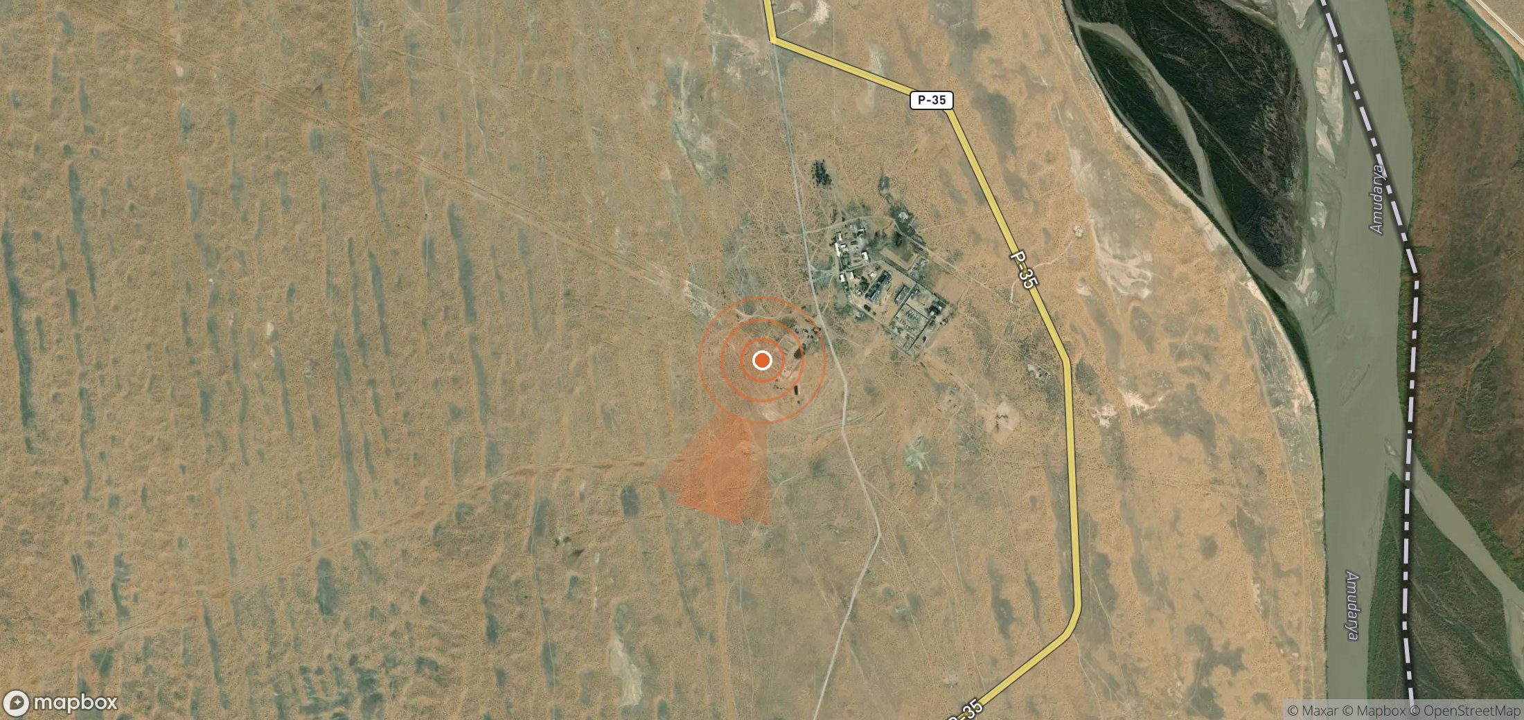 Satellite map of methane plume locations in Turkmenistan