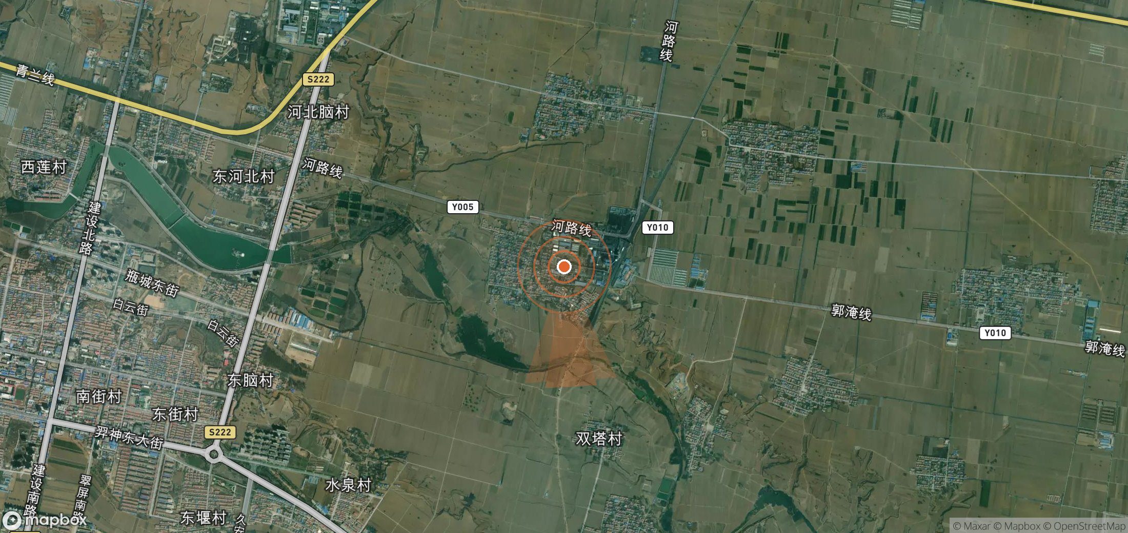 Mapa satelital de plumas de metano en China