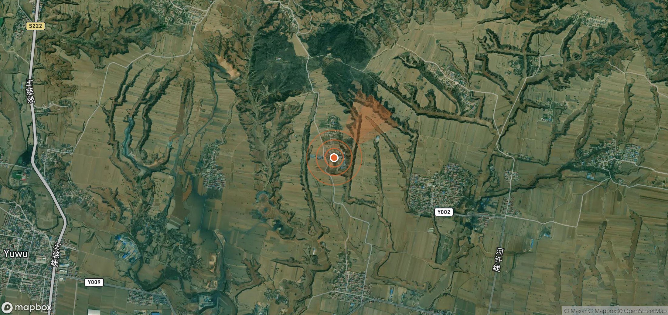 Satellite map of methane plume locations in China