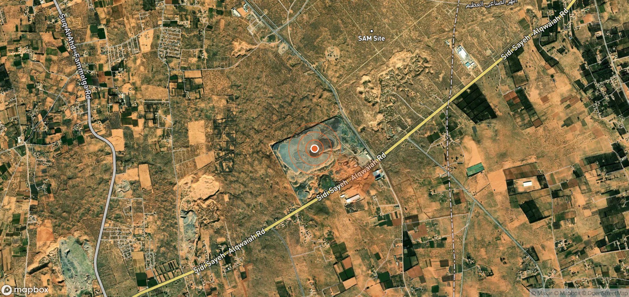 Satellite map of methane plume locations in Libya