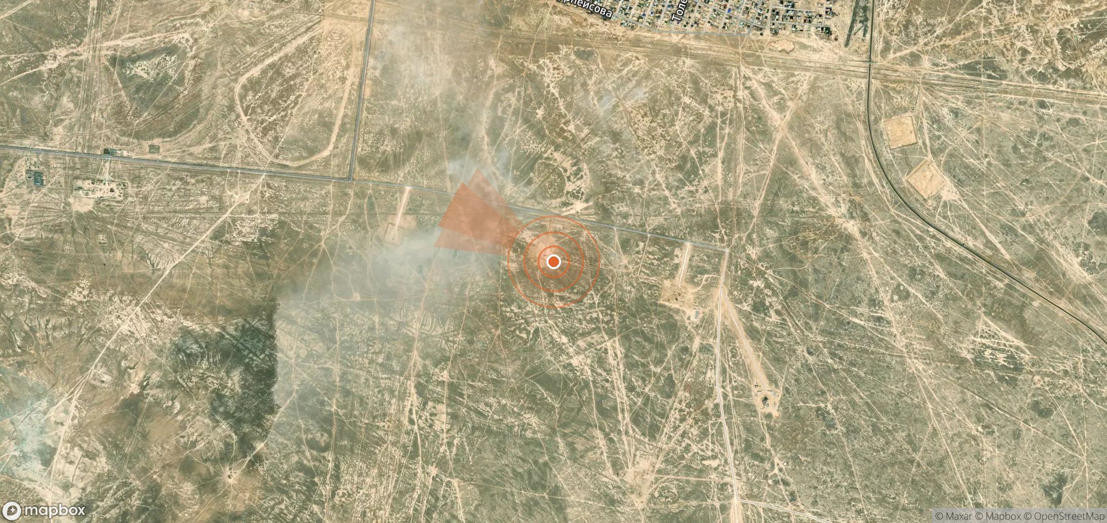 Satellite map of methane plume locations in Kazakhstan