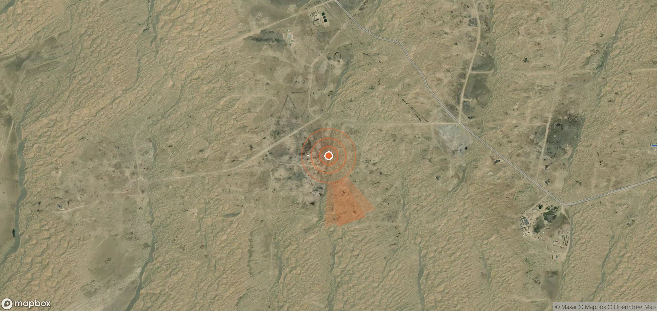 Satellite map of methane plume locations in Turkmenistan
