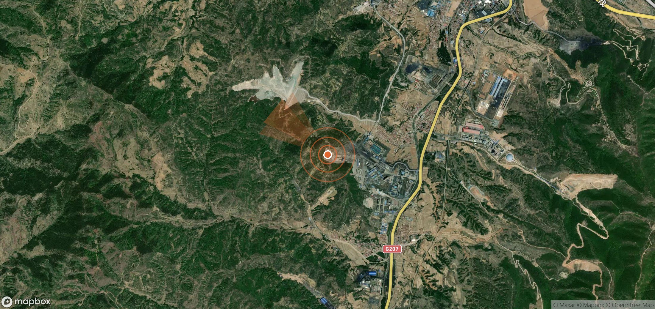 Satellite map of methane plume locations in China