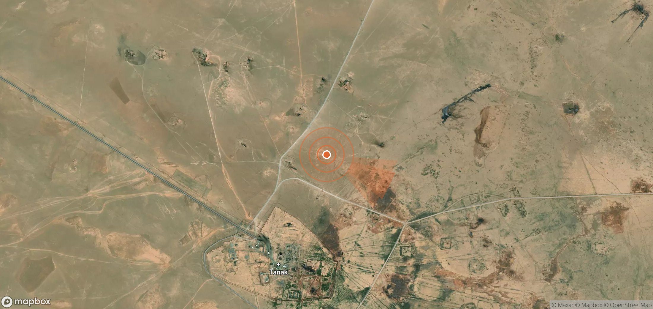 Satellite map of methane plume locations in Syria