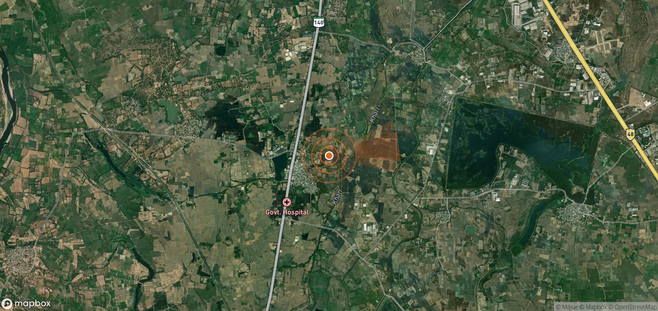 Satellite map of methane plume locations in India