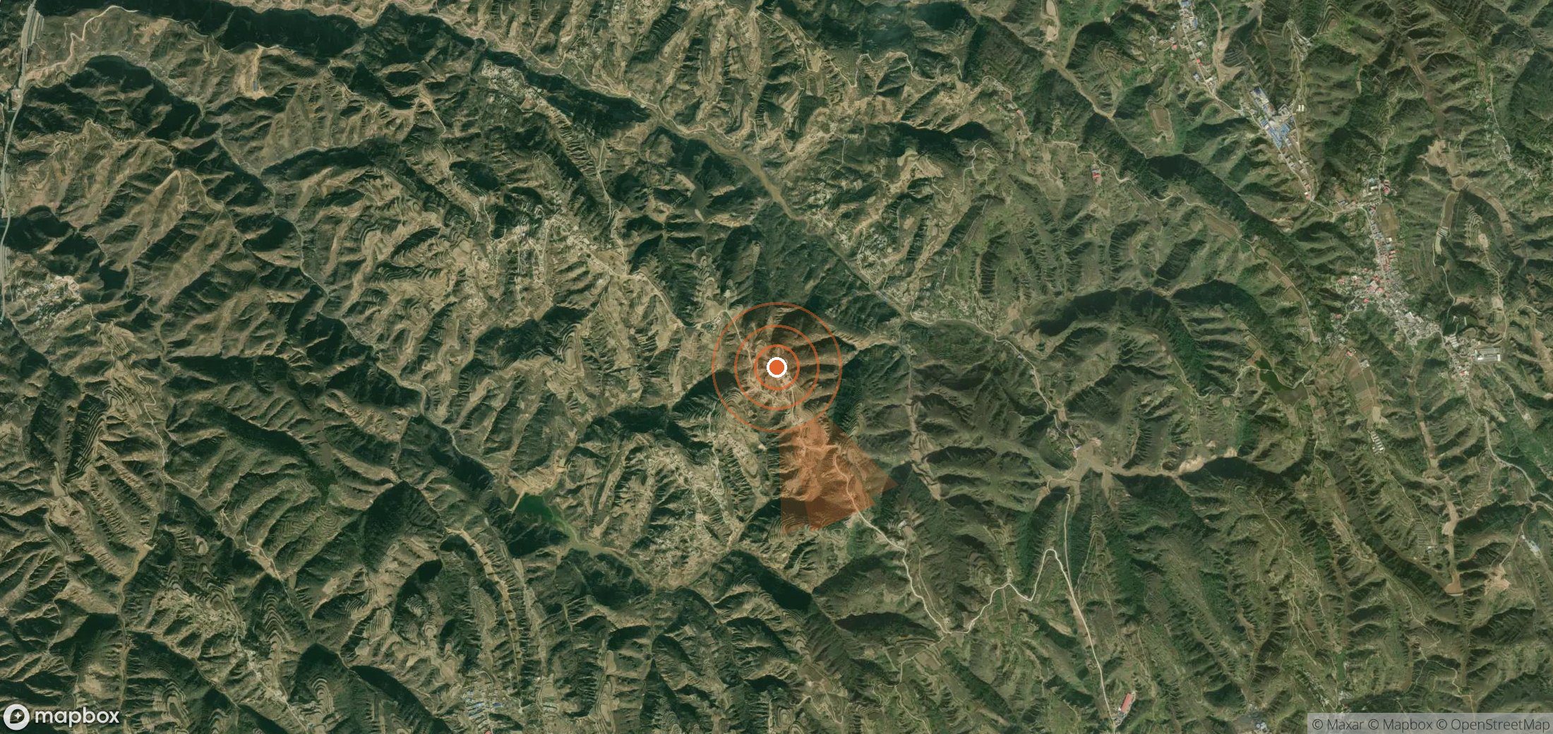 Satellite map of methane plume locations in China