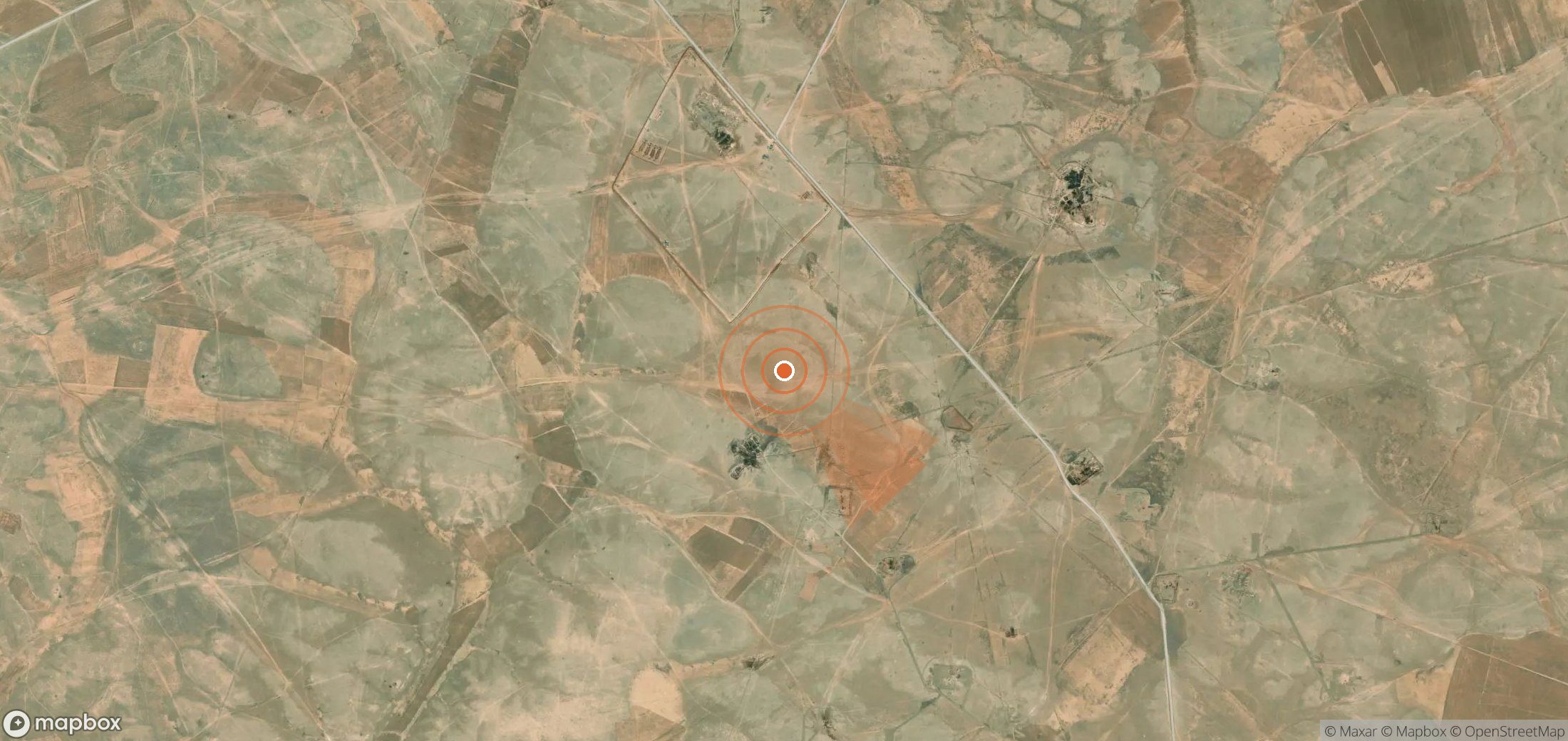 Satellite map of methane plume locations in Syria