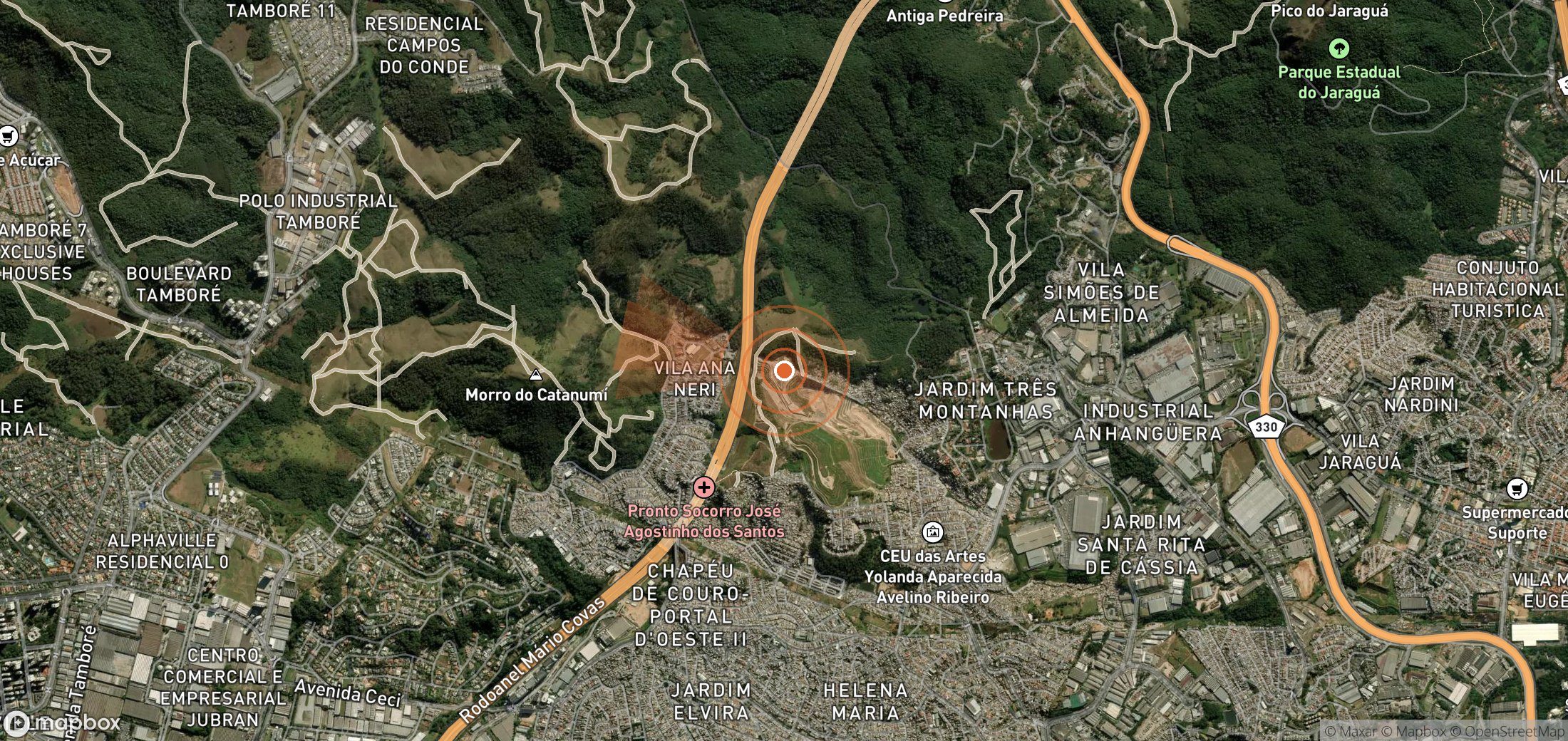 Satellite map of methane plume locations in Brazil