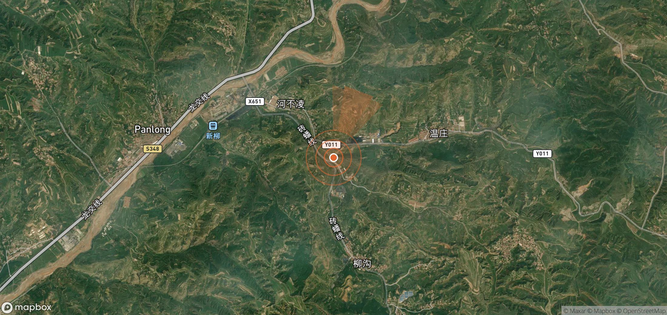 Satellite map of methane plume locations in China