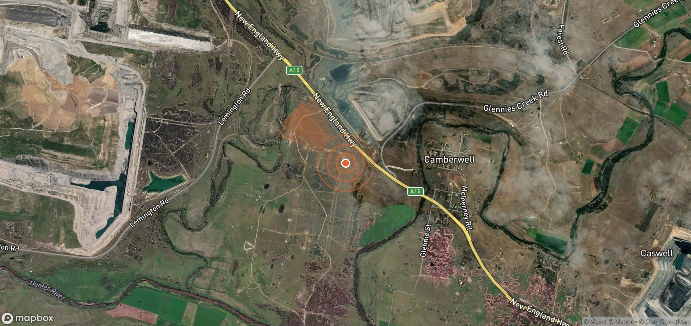 Satellite map of methane plume locations in Australia