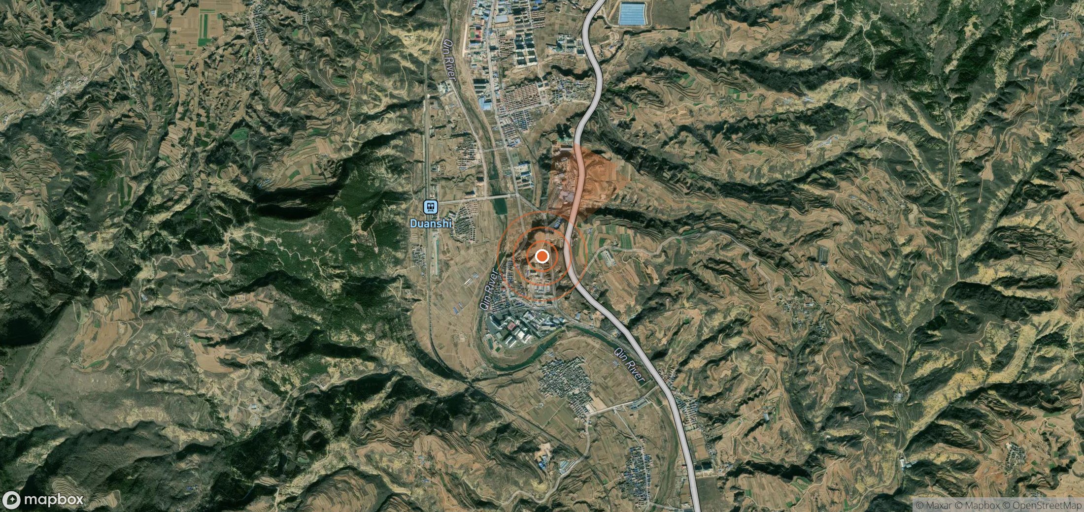 Satellite map of methane plume locations in China