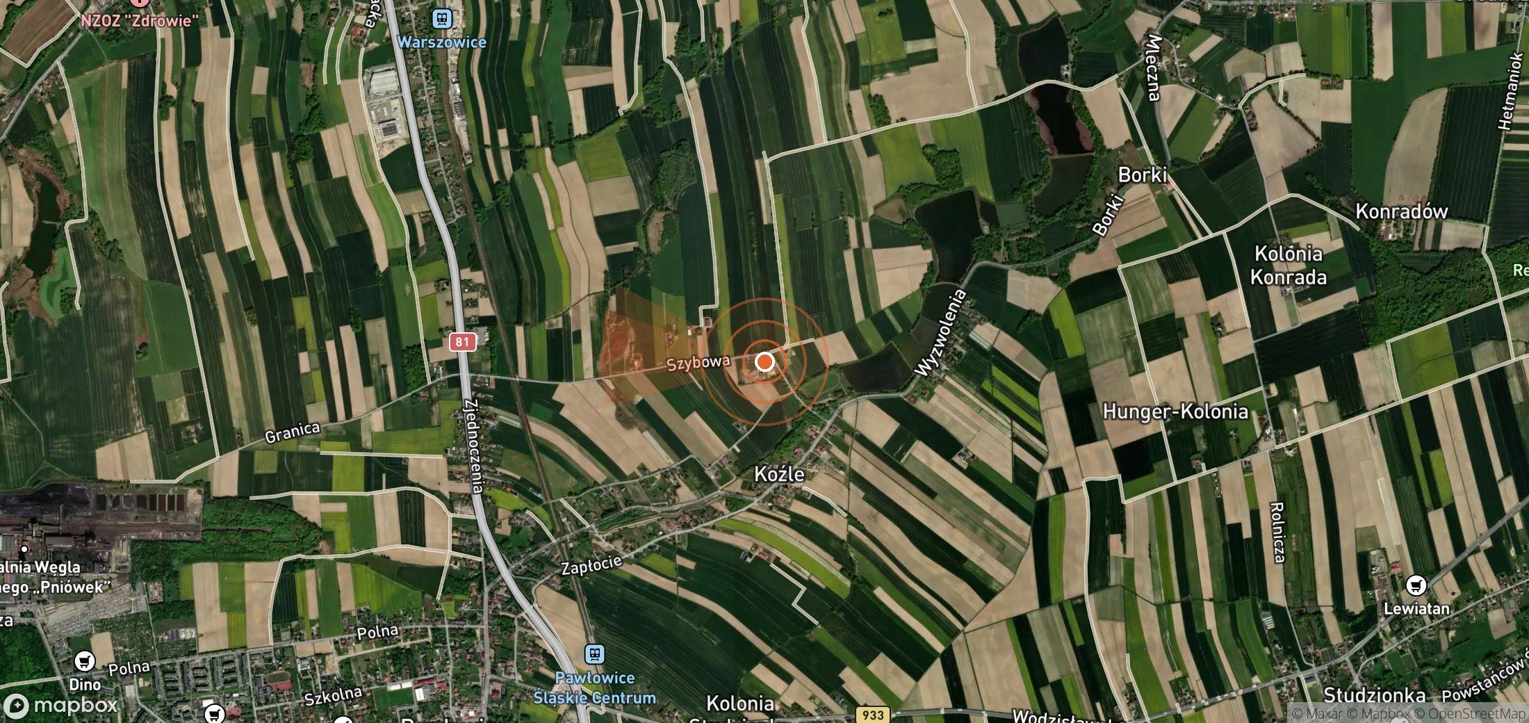 Satellite map of methane plume locations in Poland