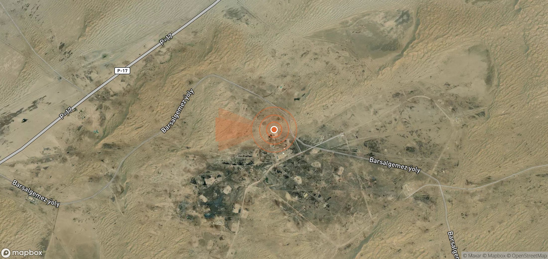Mapa satelital de plumas de metano en Turkmenistán