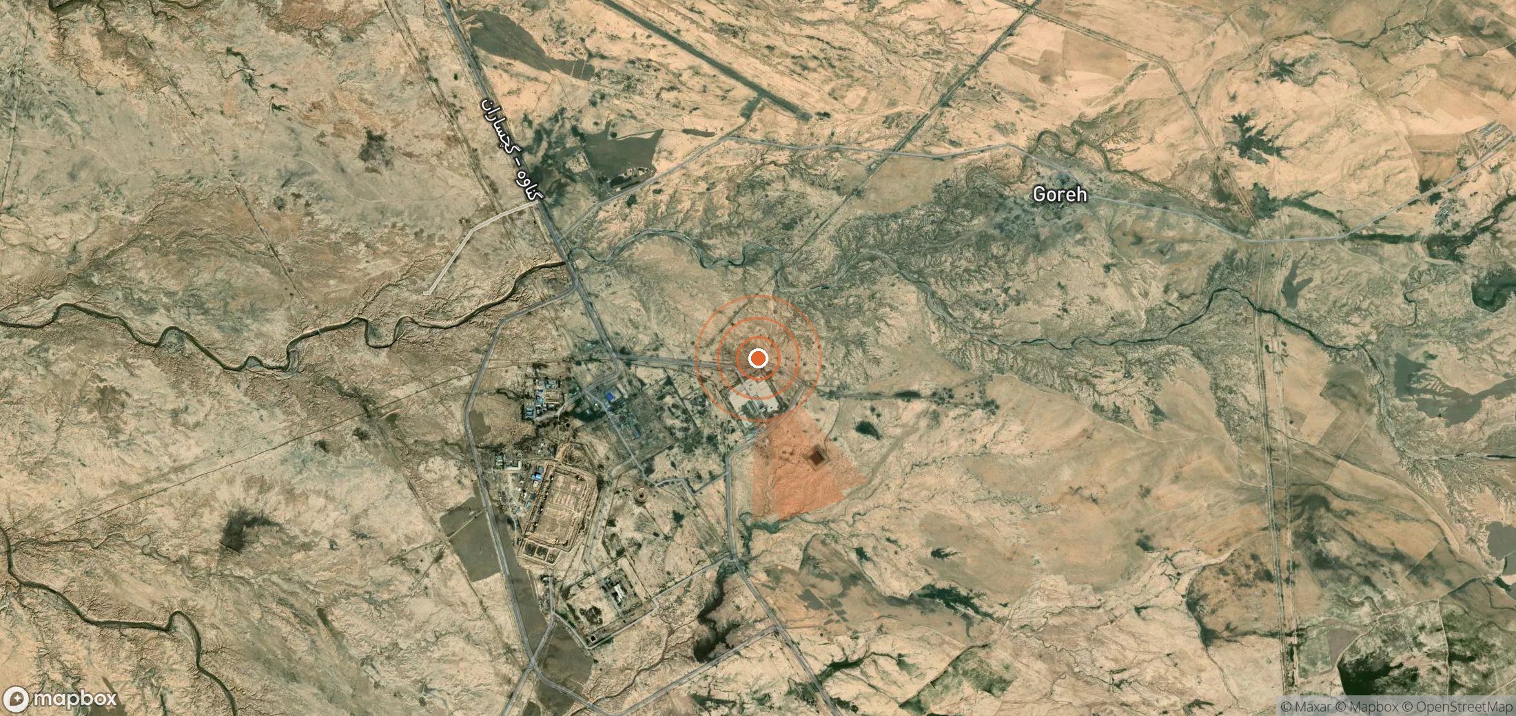 Satellite map of methane plume locations in Iran