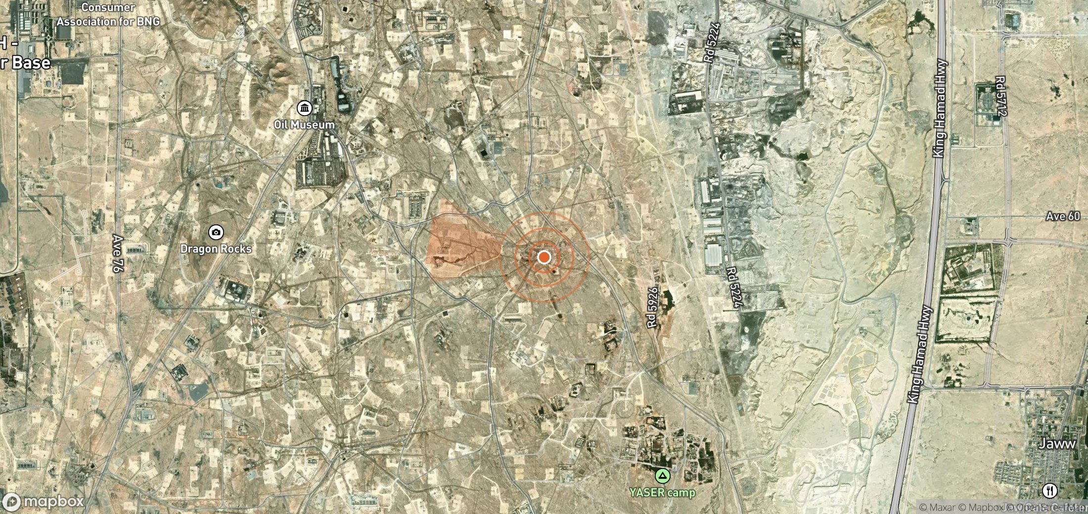 Mapa satelital de plumas de metano en Baréin