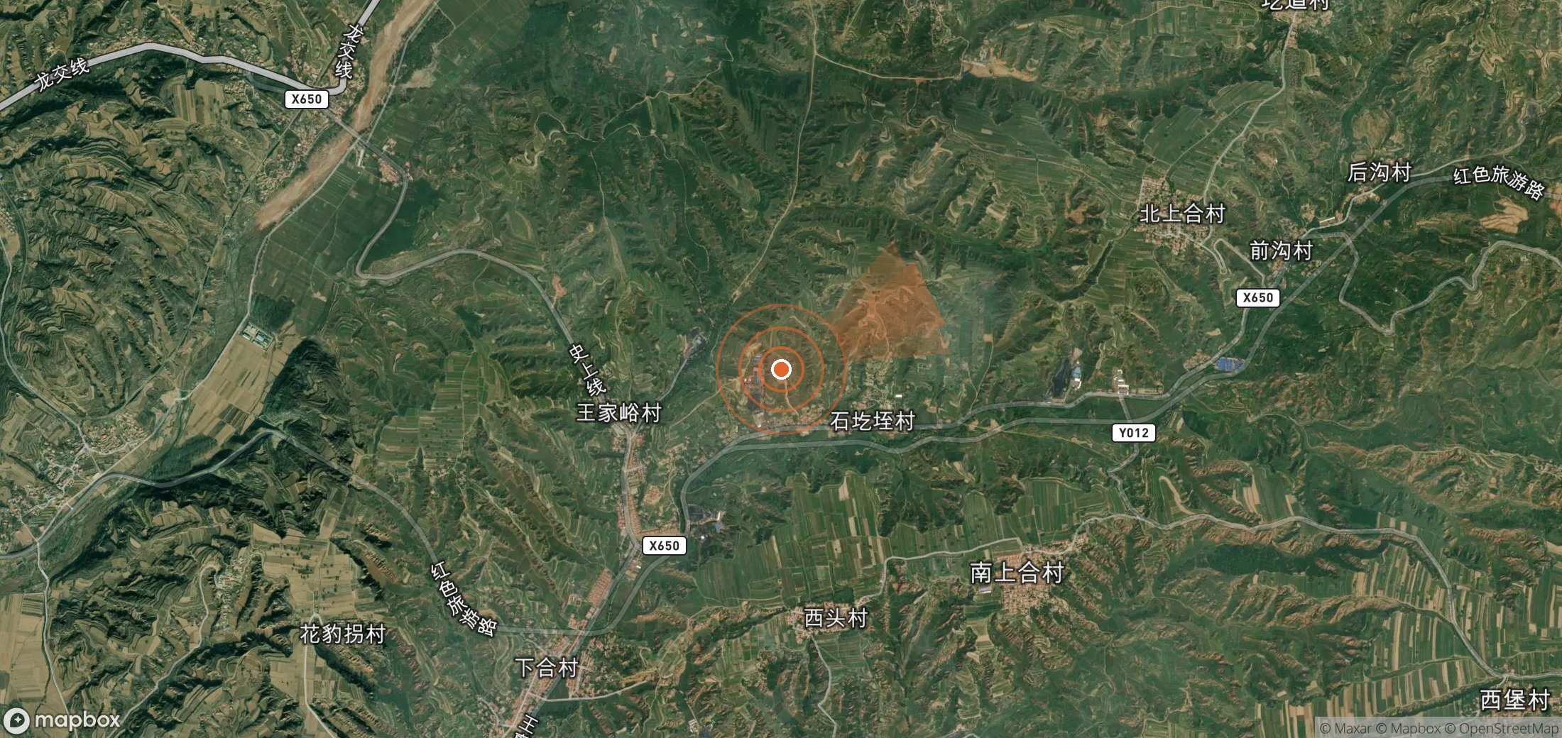 Satellite map of methane plume locations in China