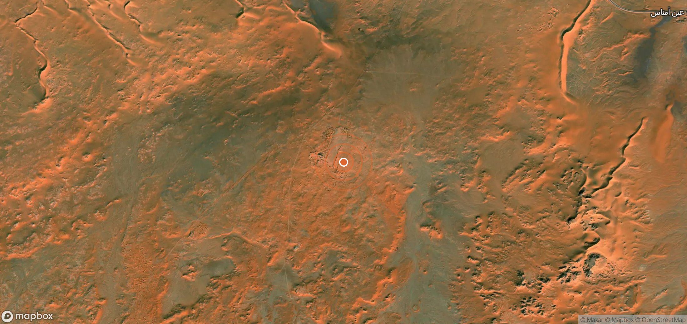 Satellite map of methane plume locations in Algeria